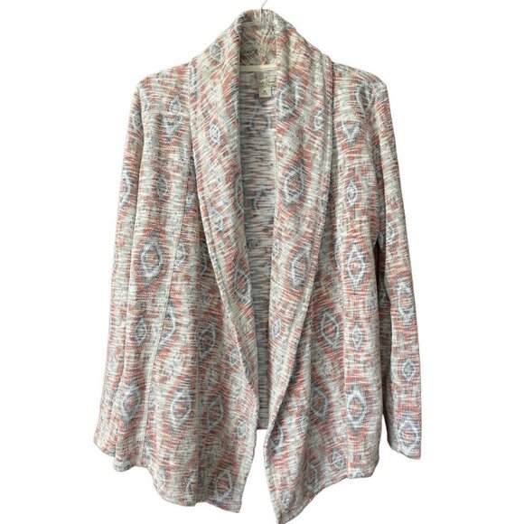 LUCKY BRAND Open Jacket Sweater Cardigan Medium Multicolor Southwestern Boho EUC - Picture 4 of 15